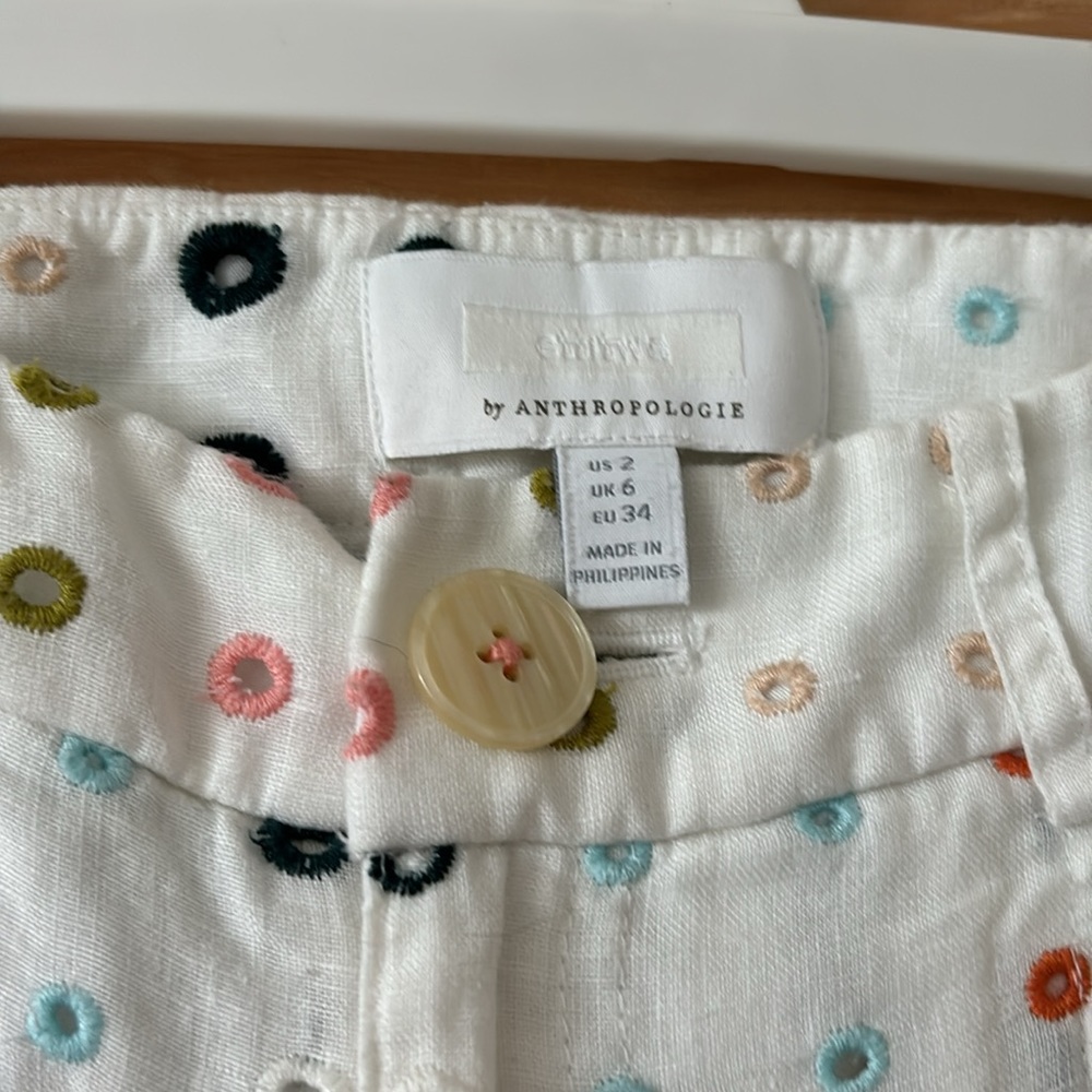 Ett:twe Anthropologie white rayon wide leg size 2 pants - Picture 3 of 7